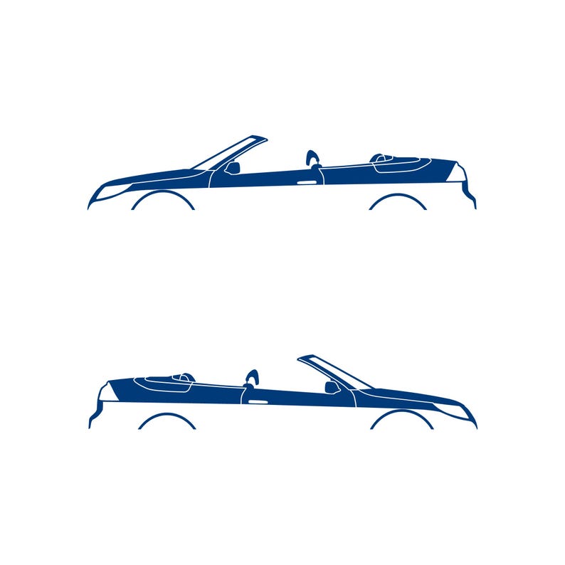 Set Of 2 Car Silhouette Decal Stickers For Saab 9-3 Facelift 2nd Gen Convertible Blue