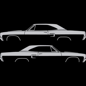 Set Of 2 Car Silhouette Decal Stickers For Classic Muscle For Plymouth Satellite 1973-74 Silver