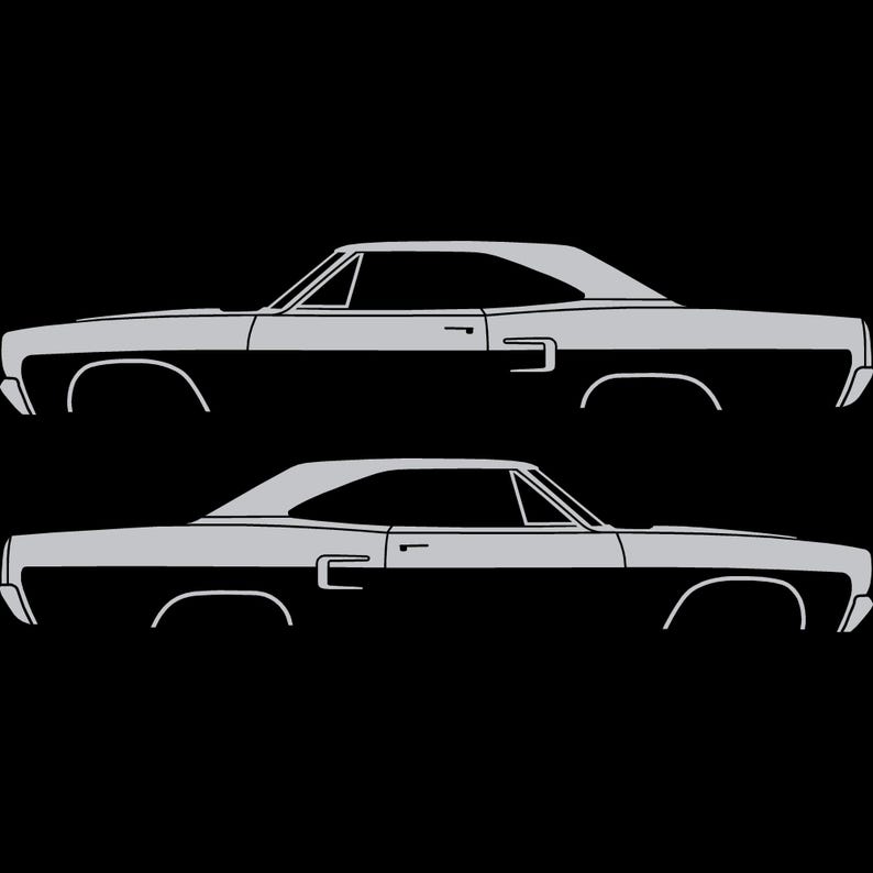 Set Of 2 Car Silhouette Decal Stickers For Classic Muscle For Plymouth Satellite 1973-74 Silver