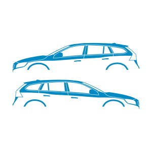 Set Of 2 Car Silhouette Decal Stickers For Volvo V60 2011-18 1st Gen Light Blue