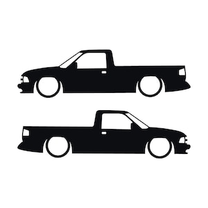 Set Of 2 Lowered Car Silhouette Decal Stickers For Chevrolet S10 2nd Gen Single Cab 1994-97 Black