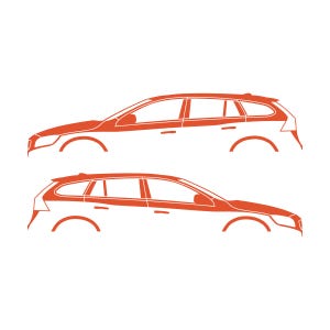 Set Of 2 Car Silhouette Decal Stickers For Volvo V60 2011-18 1st Gen Orange