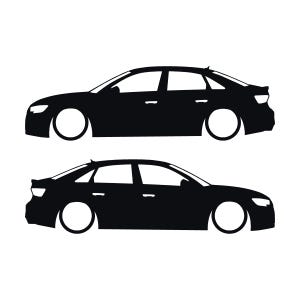 Set Of 2 Lowered Car Silhouette Decal Stickers For Audi S3 3rd Gen 8v Facelift 2016-20 Sedan Black