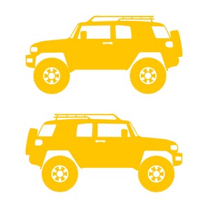 Set Of 2 Lifted Car Silhouette Decal Stickers For Toyota FJ Cruiser Yellow