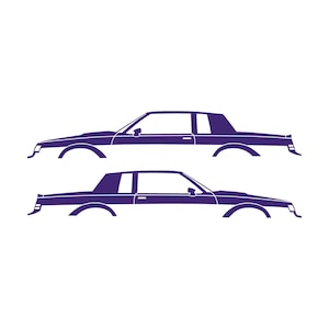 Set Of 2 Lowered Car Silhouette Decal Stickers For Buick Grand National Purple