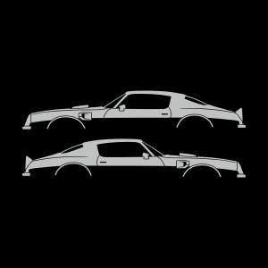Set Of 2 Car Silhouette Decal Stickers For Pontiac Firebird Trans Am 1974 2nd Gen Light Grey
