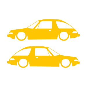 Juego de 2 pegatinas decorativas con silueta de coche rebajado para AMC Pacer Classic Amarillo