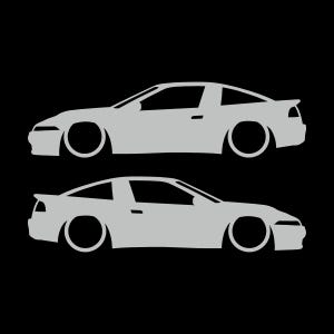 Juego de 2 pegatinas decorativas con silueta de coche rebajado para Mitsubishi Eclipse 1G de primera generación. Light Grey