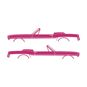 Set Of 2 Car Silhouette Decal Stickers For 1964-66 Ford Mustang Convertible Pink