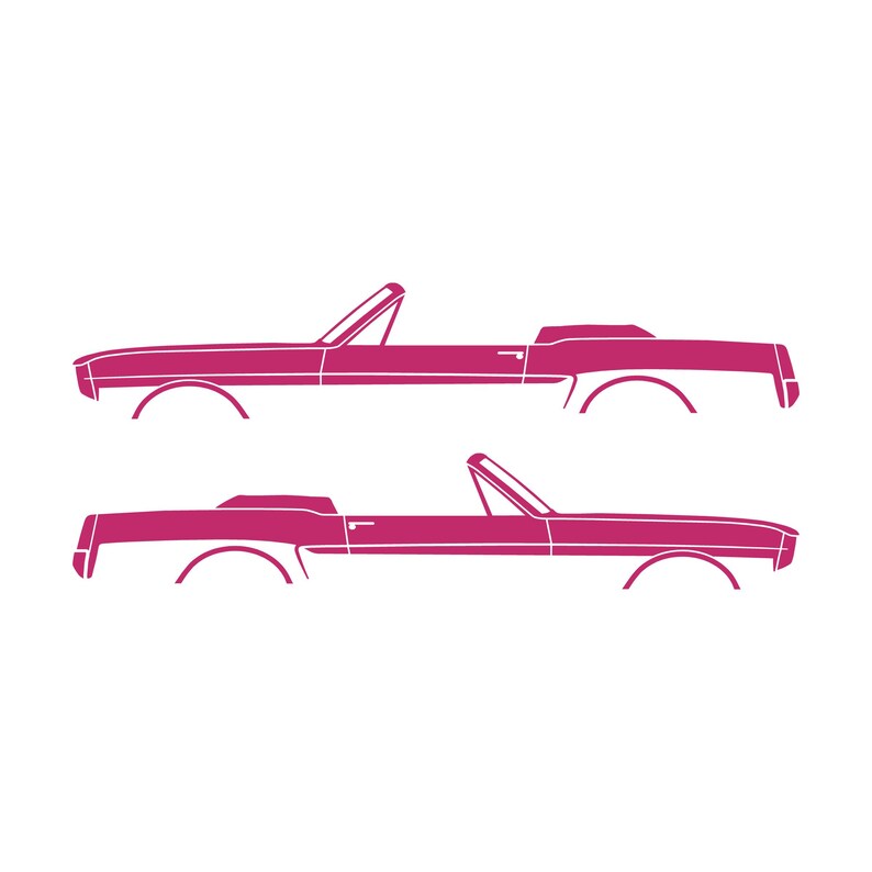 Set Of 2 Car Silhouette Decal Stickers For 1964-66 Ford Mustang Convertible Pink