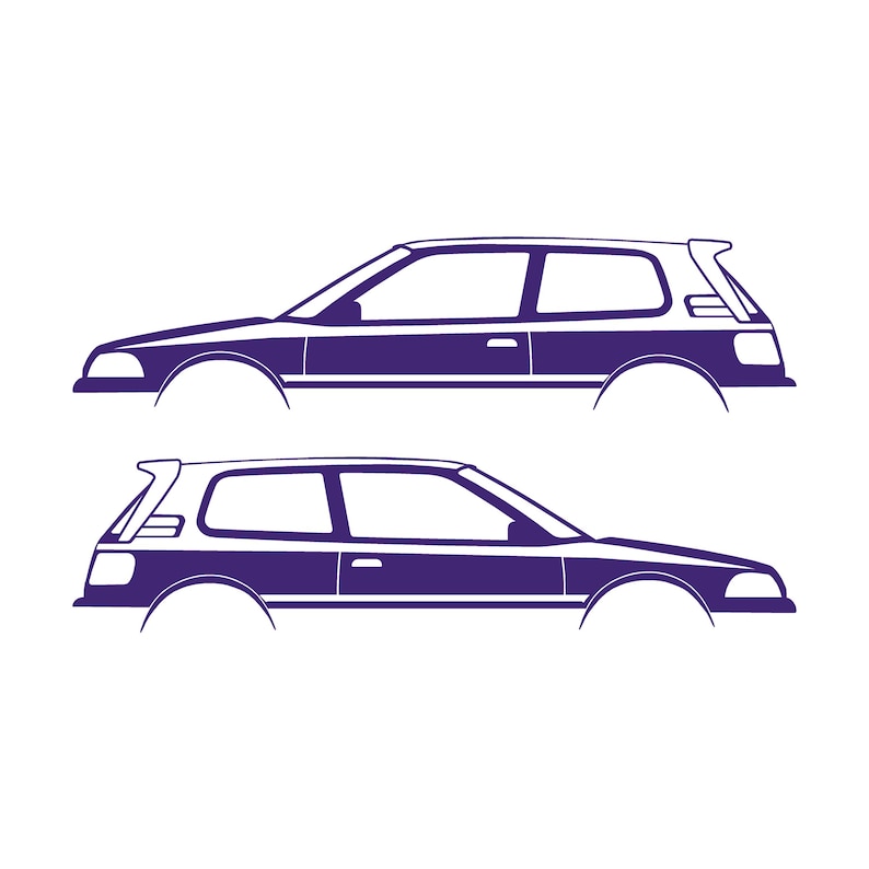 Set Of 2 Car Silhouette Decal Stickers For Toyota Corolla AE92 Hatch GTI FX16 Hatchback Purple