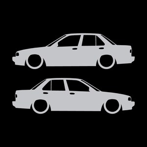 Juego de 2 pegatinas decorativas con silueta de coche rebajado para JDM para Nissan Sentra SE-R Plata