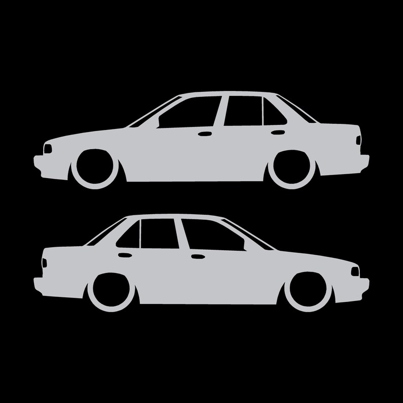Juego de 2 pegatinas decorativas con silueta de coche rebajado para JDM para Nissan Sentra SE-R Plata
