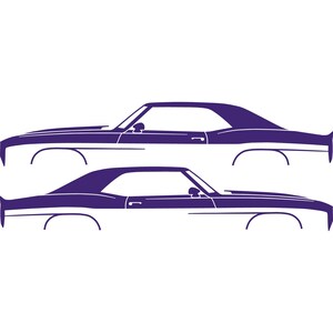 Set Of 2 Car Silhouette Decal Stickers For Chevrolet Camaro 1st Gen Purple