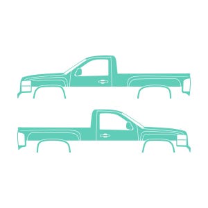 Set mit 2 Auto-Silhouette-Aufklebern für Chevrolet Silverado 2007-13 Einzelkabine Mint