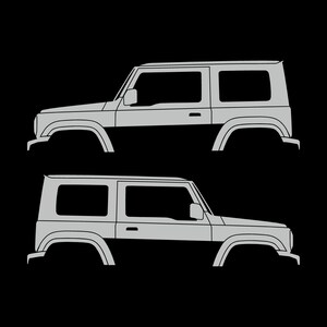 Set Of 2 Car Silhouette Decal Stickers For Suzuki Jimny 4th Gen 2018- Light Grey