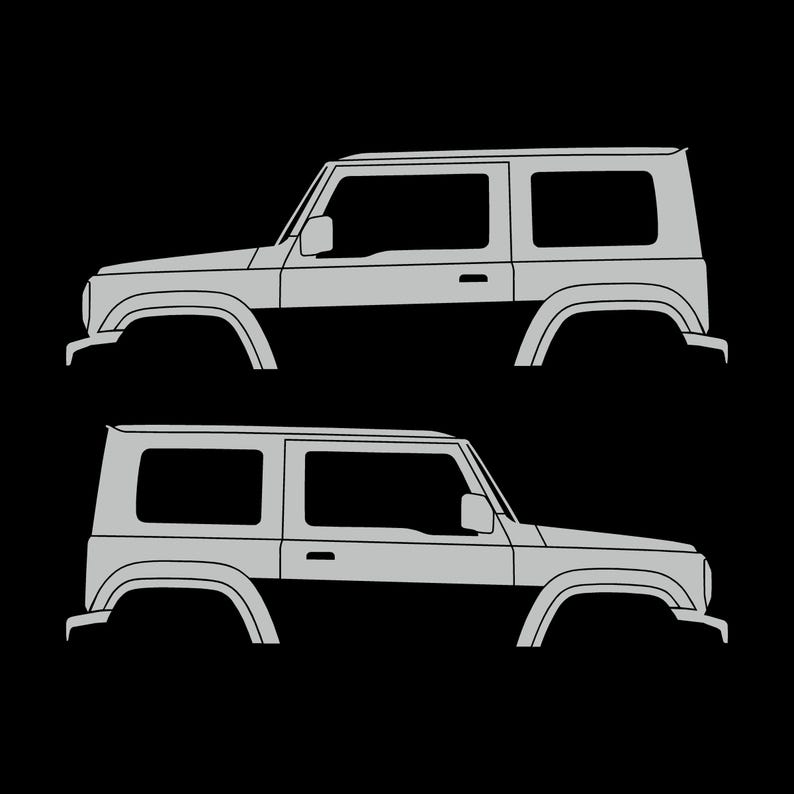 Set Of 2 Car Silhouette Decal Stickers For Suzuki Jimny 4th Gen 2018- Light Grey
