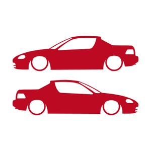 Set Of 2 Lowered Car Silhouette Decal Stickers For Honda Del Sol 1992-98 VTi Red
