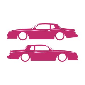 Set mit 2 Auto-Silhouette-Aufklebern für Chevrolet Monte Carlo SS 4. Generation Outline V2 Coupé Rosa