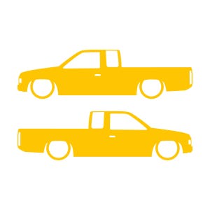 Set Of 2 Lowered Truck Silhouette Decal Stickers For Nissan Hardbody Ext Cab D21 Pickup Yellow
