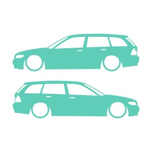 Set Of 2 Lowered Car Silhouette Decal Stickers For BMW E46 3-series Facelift Touring Mint