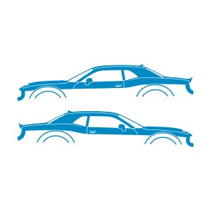 Ensemble de 2 autocollants silhouette de voiture pour Dodge Challenger Hellcat Light Blue
