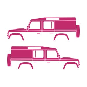 Lot de 2 autocollants silhouette de voiture pour Land Rover Defender 110 Utility Classic Rose