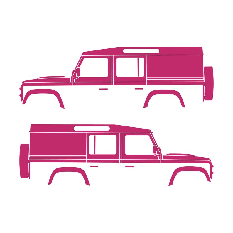 Lot de 2 autocollants silhouette de voiture pour Land Rover Defender 110 Utility Classic Rose