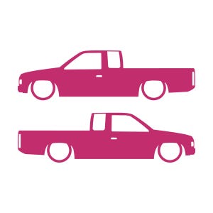 Set Of 2 Lowered Truck Silhouette Decal Stickers For Nissan Hardbody Ext Cab D21 Pickup Pink