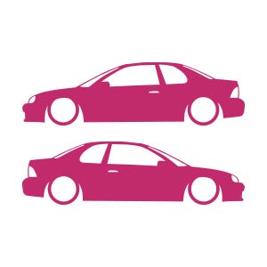 Set Of 2 Lowered Car Silhouette Decal Stickers For Dodge Neon 1st Gen 1994-99 Coupe Pink
