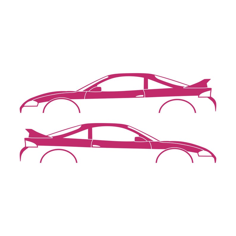 Set Of 2 Car Silhouette Decal Stickers For Mitsubishi Eclipse 2nd Gen 2Gb 1997-99 GS-T GSX Rear Spoiler Pink