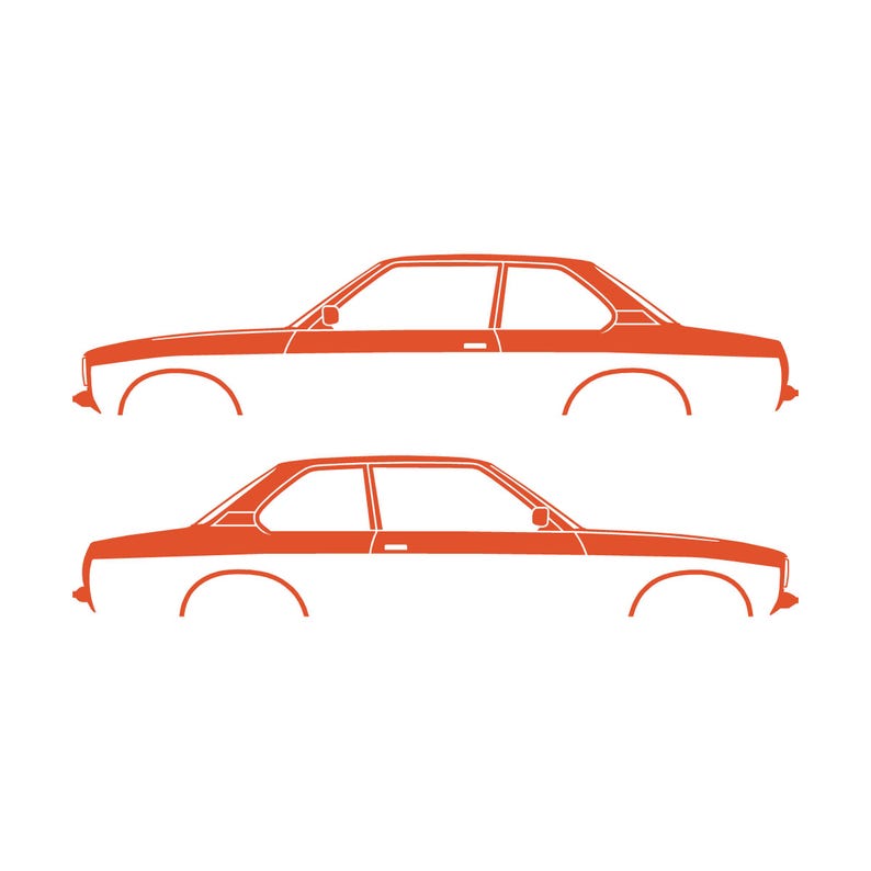 Set Of 2 Car Silhouette Decal Stickers For Opel Ascona B 4-Door Sedan Orange