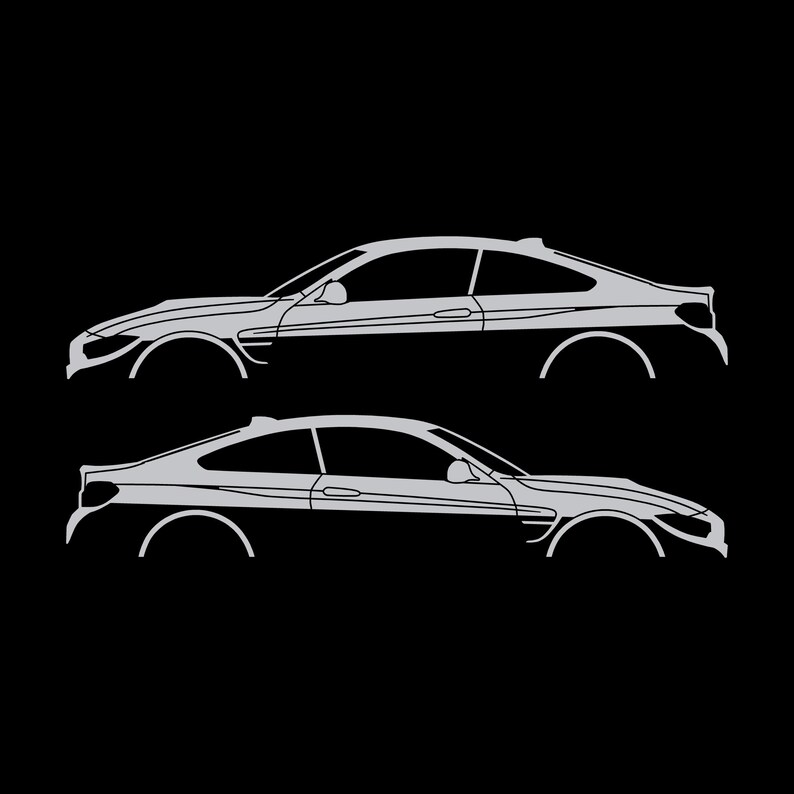 Set van 2 autosilhouet-stickers voor BMW M4 F82 Coupé Zilver