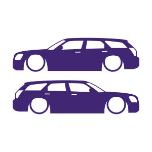 Set med 2 sänkta silhuettdekaler för Dodge Magnum Lila
