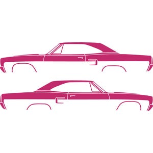 Set Of 2 Car Silhouette Decal Stickers For Classic Muscle For Plymouth Satellite 1973-74 Pink