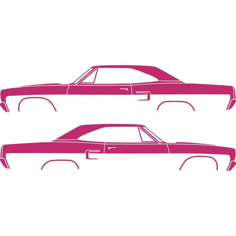 Set Of 2 Car Silhouette Decal Stickers For Classic Muscle For Plymouth Satellite 1973-74 Pink