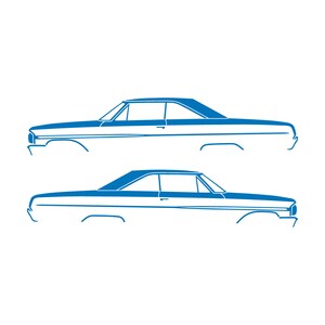 Juego de 2 pegatinas con silueta de coche para Ford Galaxie Coupé de techo rígido de 2 puertas de 1964 Sky Blue