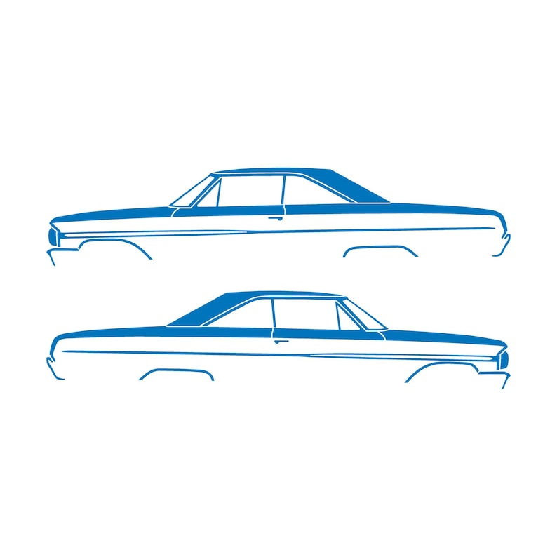 Juego de 2 pegatinas con silueta de coche para Ford Galaxie Coupé de techo rígido de 2 puertas de 1964 Sky Blue