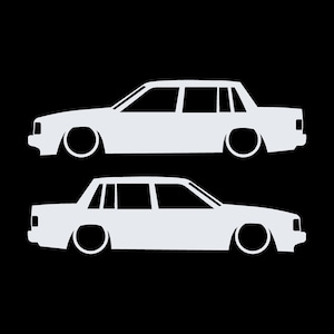 Zestaw 2 naklejek z obniżoną sylwetką samochodu do Volvo 740 744 Sedan Biały