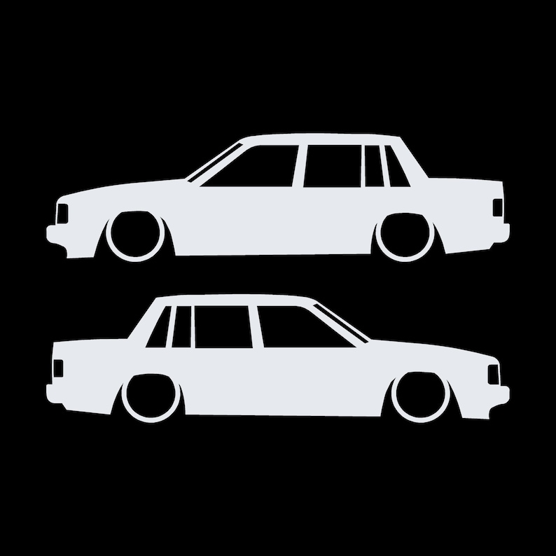 Zestaw 2 naklejek z obniżoną sylwetką samochodu do Volvo 740 744 Sedan Biały