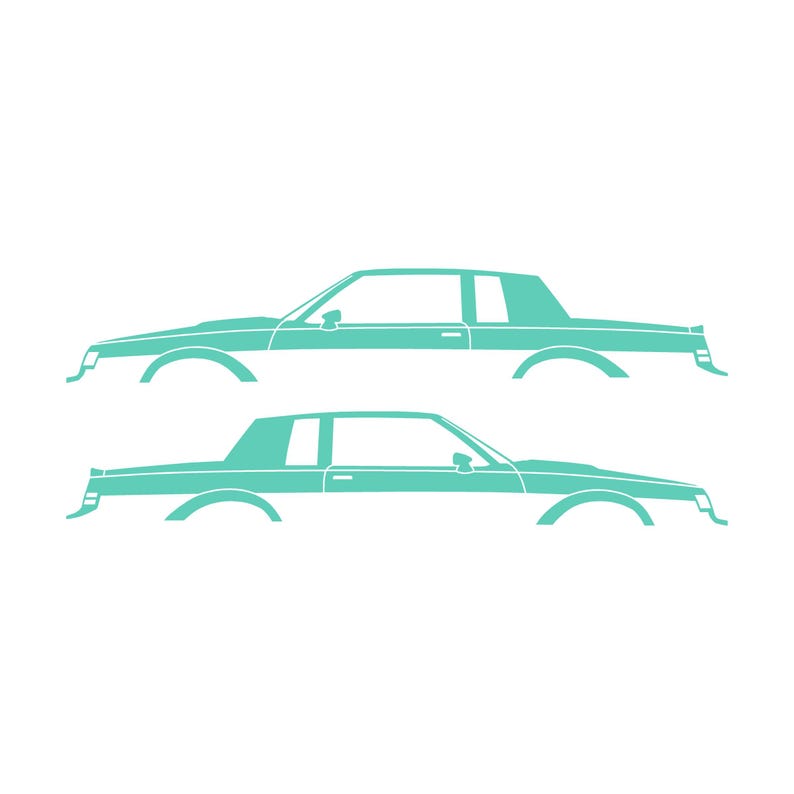 Set Of 2 Car Silhouette Decal Stickers For Buick Grand National Coupe Mint