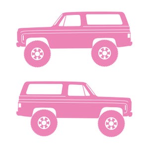 Set Of 2 Lowered Car Silhouette Decal Stickers For Chevrolet K5 Blazer Soft Pink