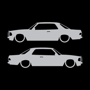 Set van 2 verlaagde auto silhouet stickers voor Mercedes C123 Coupé Zilver