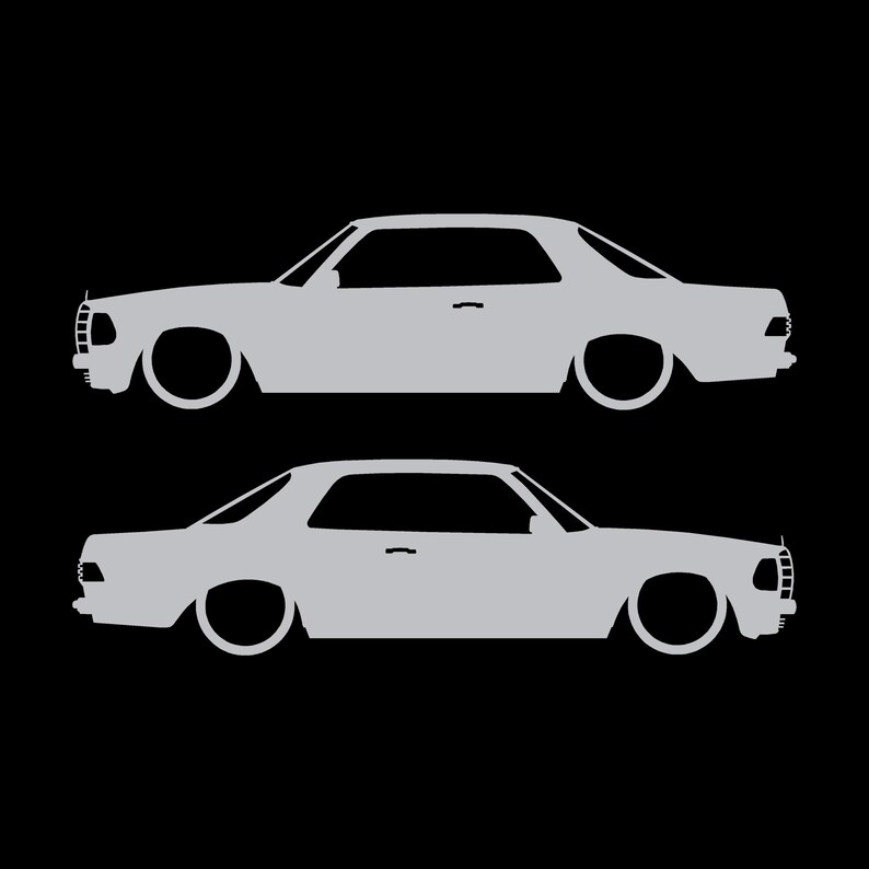 Set van 2 verlaagde auto silhouet stickers voor Mercedes C123 Coupé Zilver