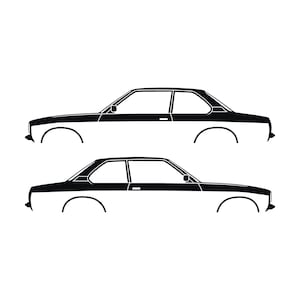 Set Of 2 Car Silhouette Decal Stickers For Opel Ascona B 4-Door Sedan Black