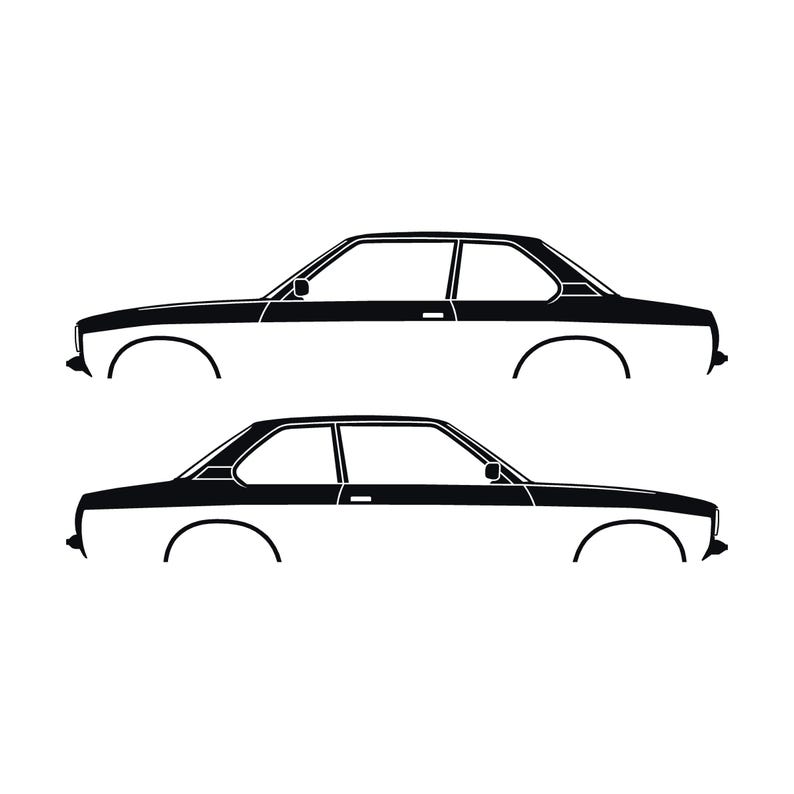 Set Of 2 Car Silhouette Decal Stickers For Opel Ascona B 4-Door Sedan Black