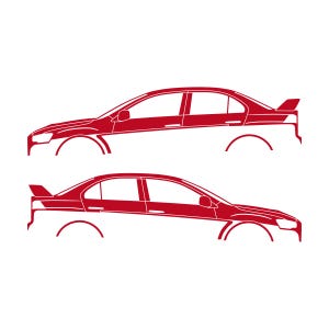 Set Of 2 Lowered Car Silhouette Decal Stickers For Mitsubishi Lancer Evo X 10 Red