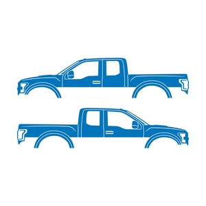 Set Of 2 Car Silhouette Decal Stickers For Ford Raptor F150 2nd Gen 2017 Sky Blue