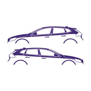 Set Of 2 Car Silhouette Decal Stickers For Volvo V40 2012-19 Purple