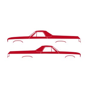 Set Of 2 Car Silhouette Decal Stickers For 1974 Chevrolet El Camino 4th Gen Red